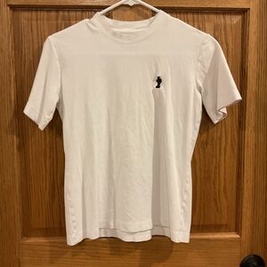 M.M.LaFleur White Pima Cotton Embroidered Tee Shirt Size S